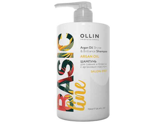 Купить OLLIN Basic Line Шампунь для сияния и блеска с аргановым маслом 750мл.
