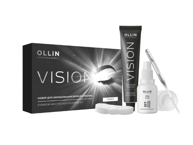 Купить OLLIN Vision Набор для окрашивания бровей и ресниц Темный графит