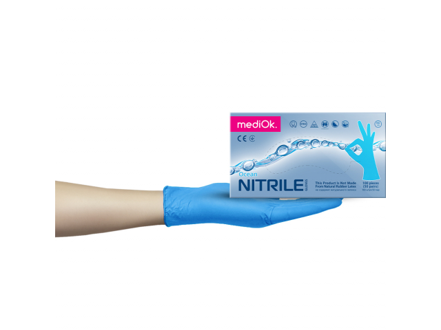 Купить Blue Sail MediOK Перчатки нитриловые 3гр плотность смотровые голубые S