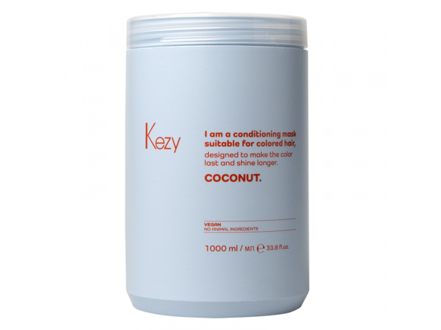 Купить KEZY I am COCONUT Кондиционирующая маска с экстрактом кокоса для окрашенных волос, 1000 мл.