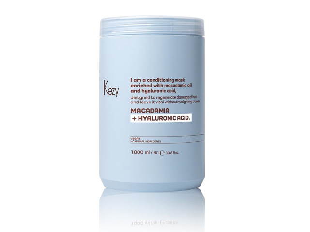 Купить KEZY I am MACADAMIA + HYALURONIC ACID Маска д/восстановления слабых и поврежденных волос 1000мл
