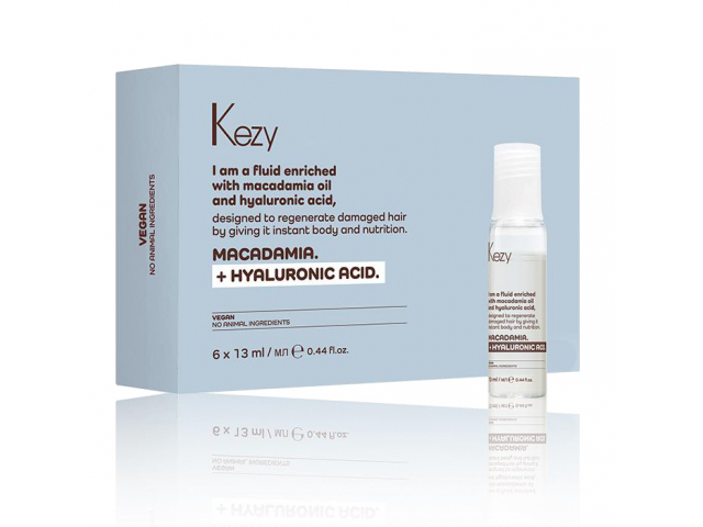 Купить KEZY I am MACADAMIA + HYALURONIC ACID Флюид д/восстановления слабых и поврежденных волос 6шт*13мл